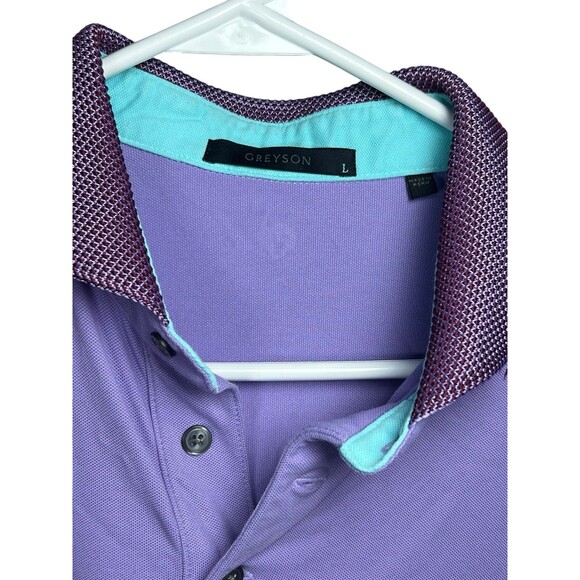 Greyson Golf Polo Mens Sz Lg Solid Purple Pima Modal Spandex Embroidered Tree - Picture 5 of 10